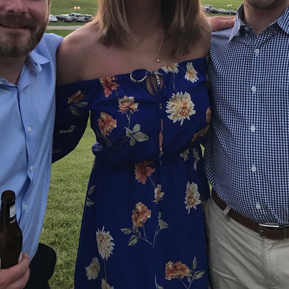 A6 - 321 Strapless Blue Floral Dress Size Small (no tag) - Picture 10 of 13